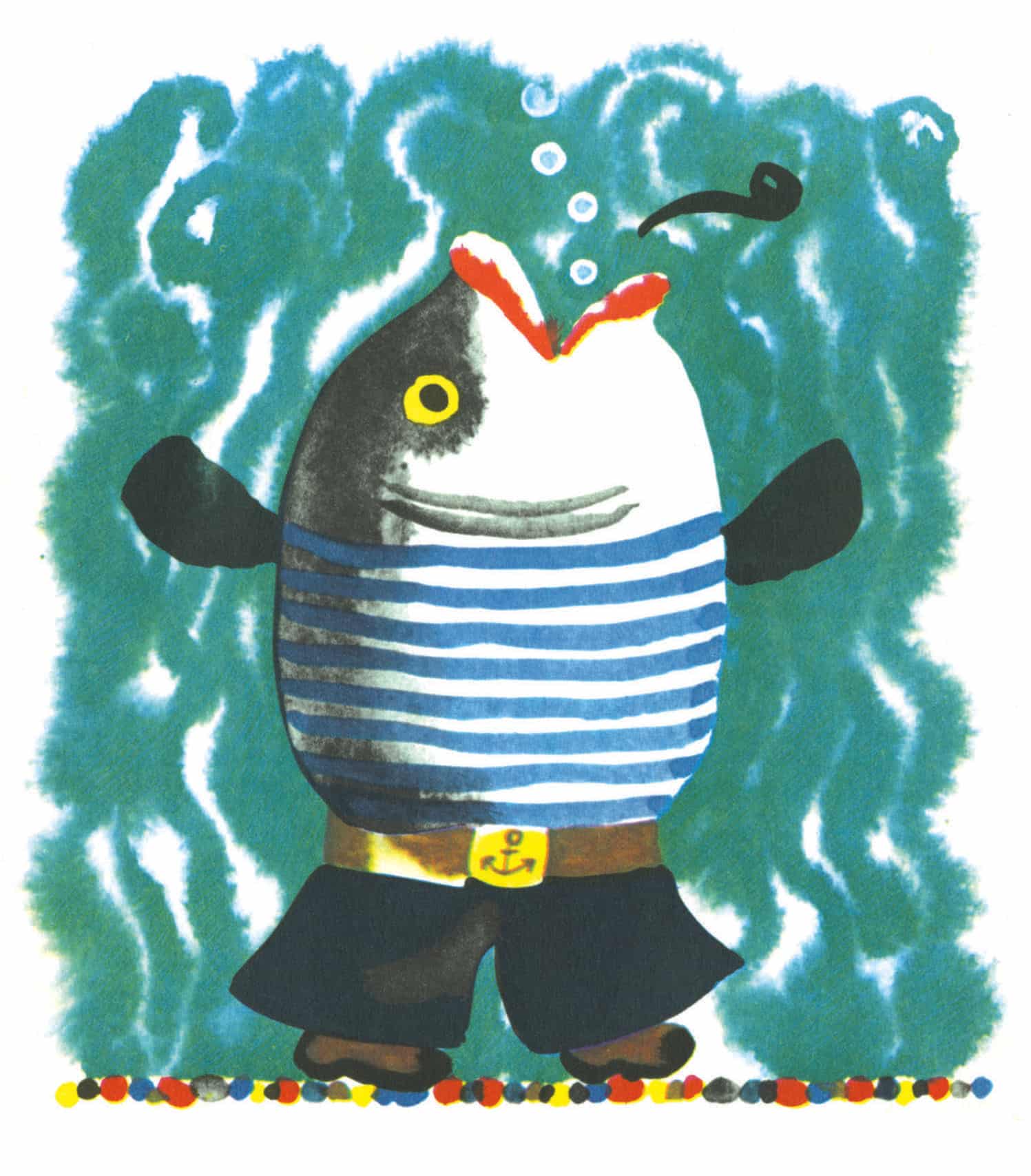 Illustration of a fish walking on its back legs